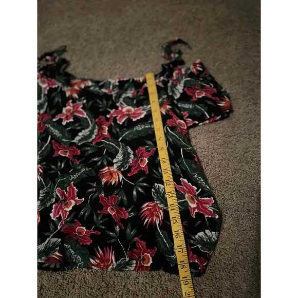 Womens Multicolor Floral Tie Straps Ruffle Details Off-Shoulder Top Size Large - Picture 4 of 5